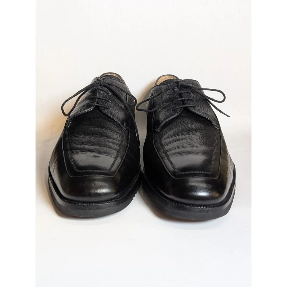 Gravati Arthur Beren Italy 16567 Black Pebbled Leather Apron Blucher Shoes 11 W